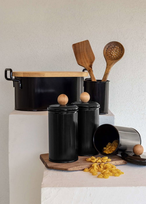Hermia Soporte para cubiertos galvanizado Negro